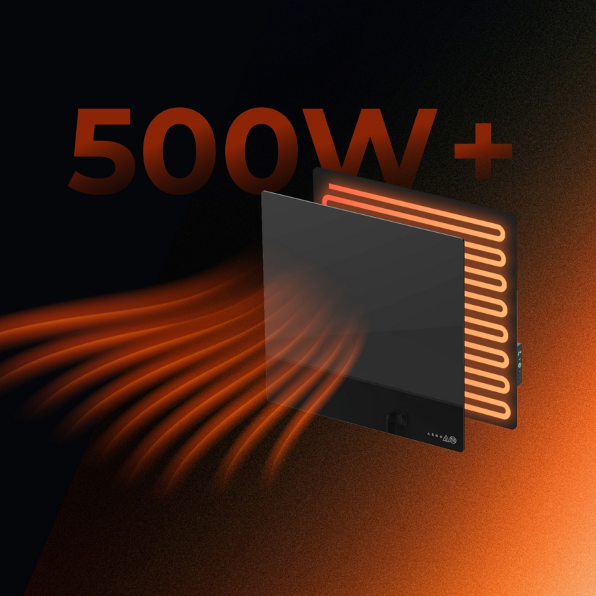 AENO - Smart 500W Electric Infrared Panel Heater with Timer/Thermostat, Wi-Fi, Black