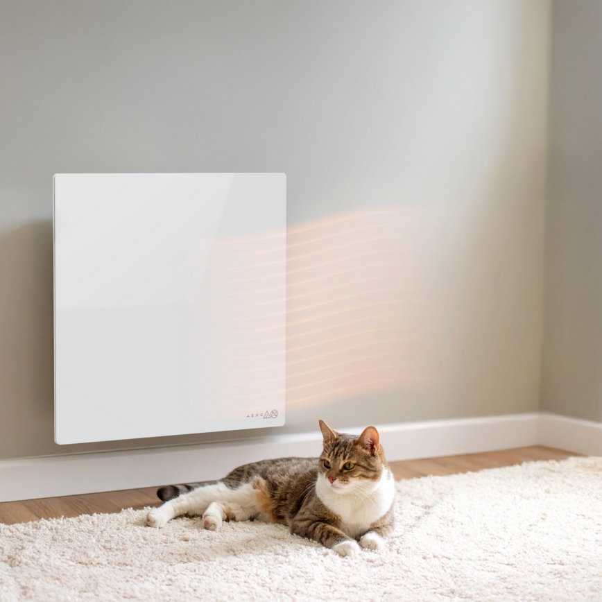 AENO - Smart 500W Electric Infrared Panel with Timer and Thermostat, Wi-Fi, White