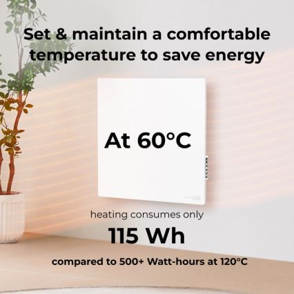 AENO - Smart 500W Electric Infrared Panel with Timer and Thermostat, Wi-Fi, White