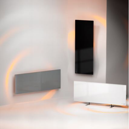 AENO - Smart electric infrared panel with LED display 700W timer/thermostat IP44 Wi-fi black