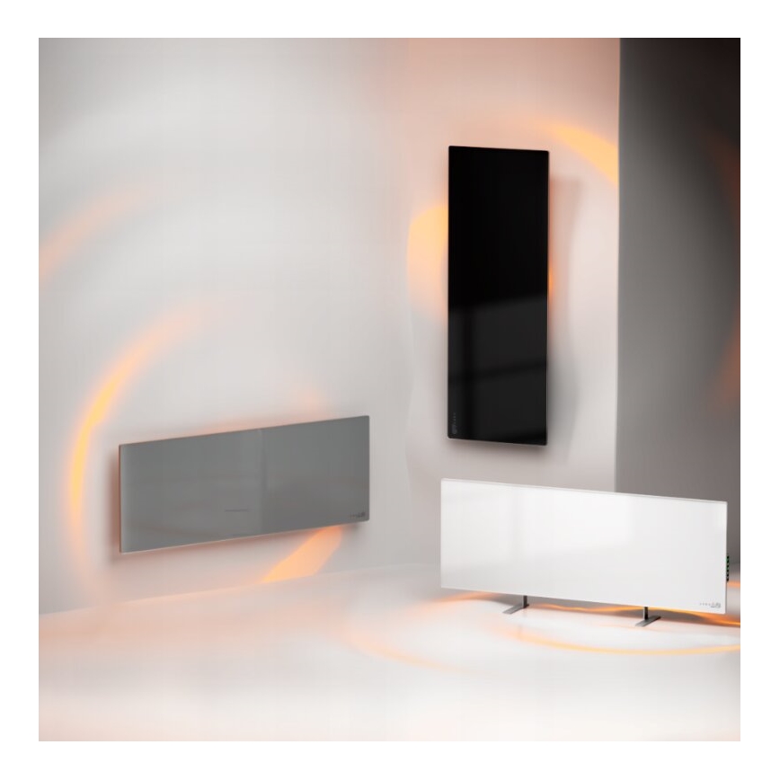 AENO - Smart electric infrared panel with LED display 700W timer/thermostat IP44 Wi-fi black