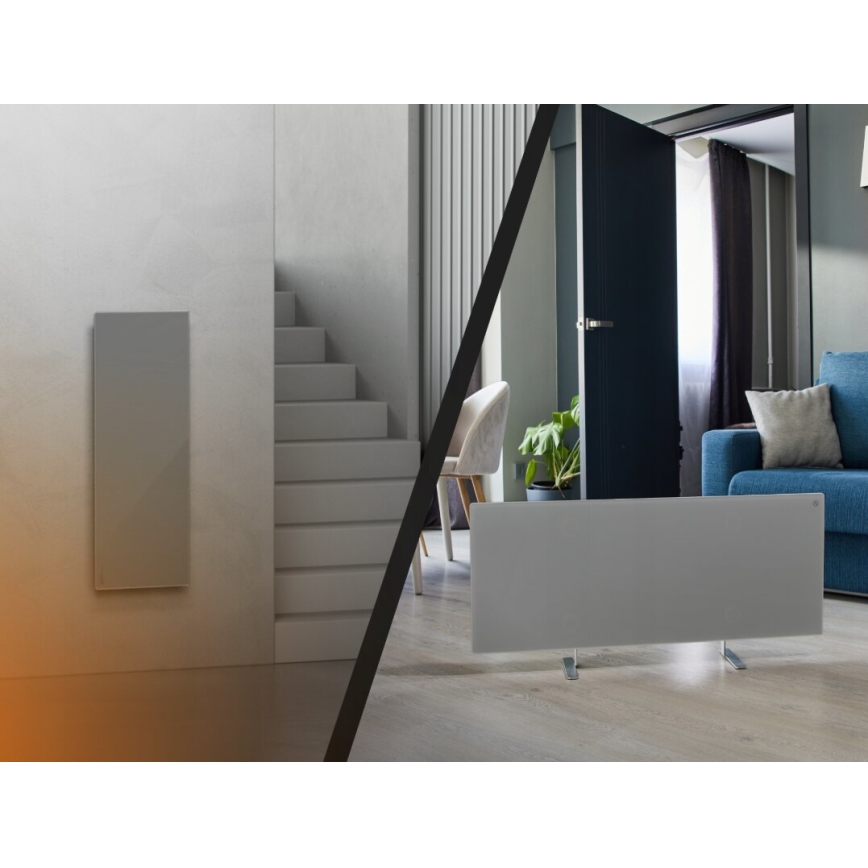 AENO - Smart electric infrared panel with LED display 700W timer/thermostat IP44 Wi-fi grey