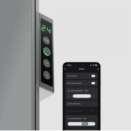 AENO - Smart electric infrared panel with LED display 700W timer/thermostat IP44 Wi-fi grey