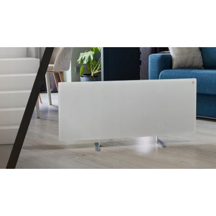 AENO - Smart electric infrared panel with LED display 700W timer/thermostat IP44 Wi-fi white