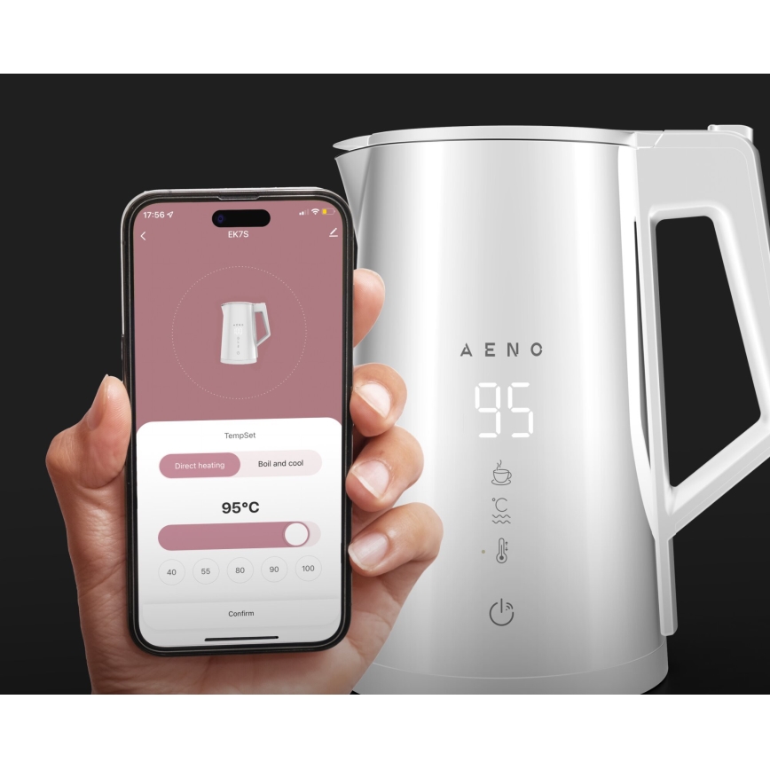 AENO - Smart kettle with LED display 1,7 l 2200W/230V white