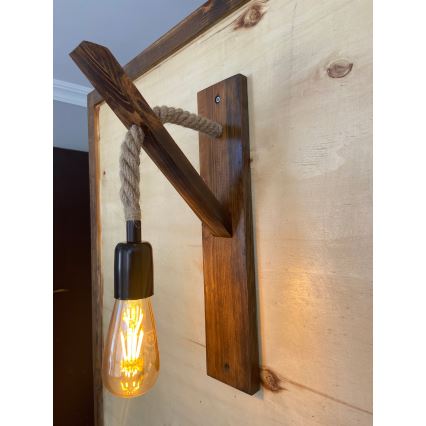 AHSAP Wall Light 1x E27/40W/230V, Pine/Walnut