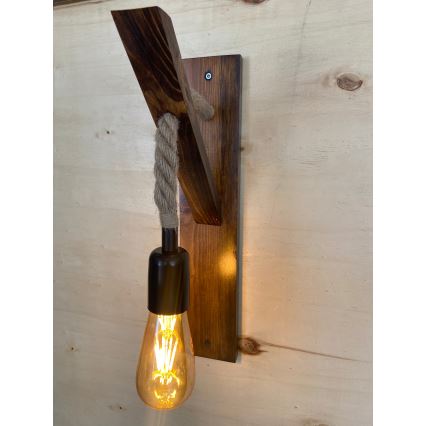 AHSAP Wall Light 1x E27/40W/230V, Pine/Walnut
