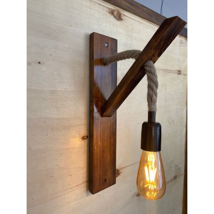AHSAP Wall Light 1x E27/40W/230V, Pine/Walnut