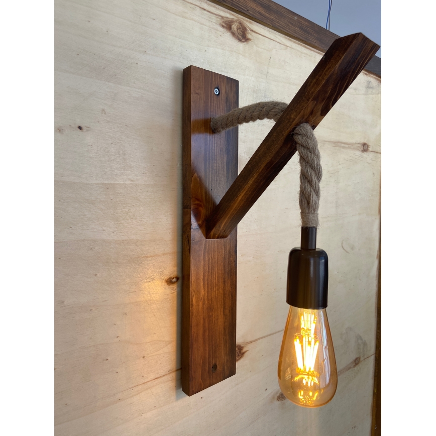 AHSAP Wall Light 1x E27/40W/230V, Pine/Walnut