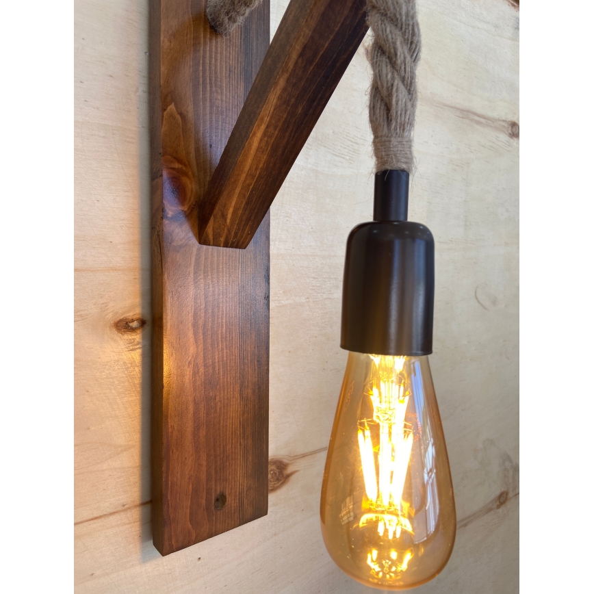 AHSAP Wall Light 1x E27/40W/230V, Pine/Walnut
