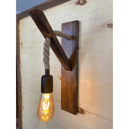 AHSAP Wall Light 1x E27/40W/230V, Pine/Walnut