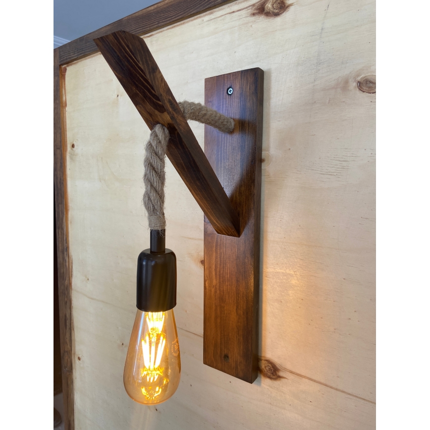 AHSAP Wall Light 1x E27/40W/230V, Pine/Walnut