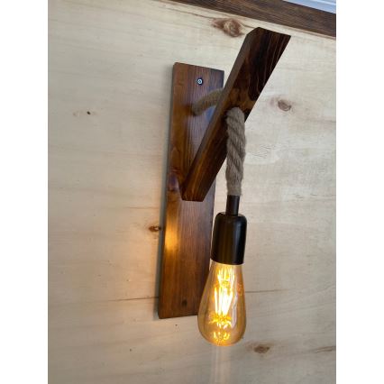 AHSAP Wall Light 1x E27/40W/230V, Pine/Walnut