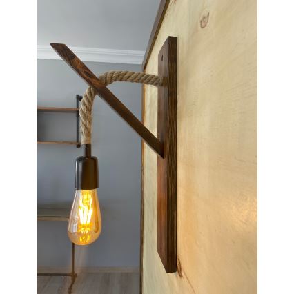 AHSAP Wall Light 1x E27/40W/230V, Pine/Walnut