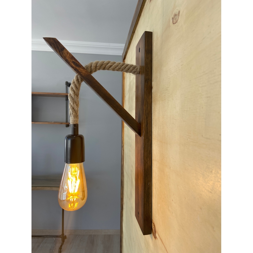 AHSAP Wall Light 1x E27/40W/230V, Pine/Walnut