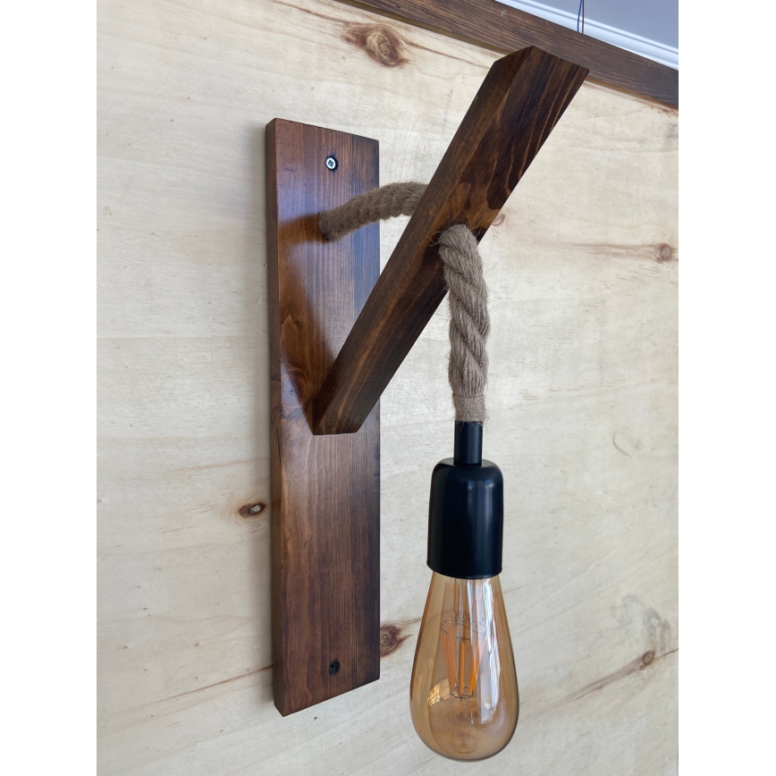 AHSAP Wall Light 1x E27/40W/230V, Pine/Walnut