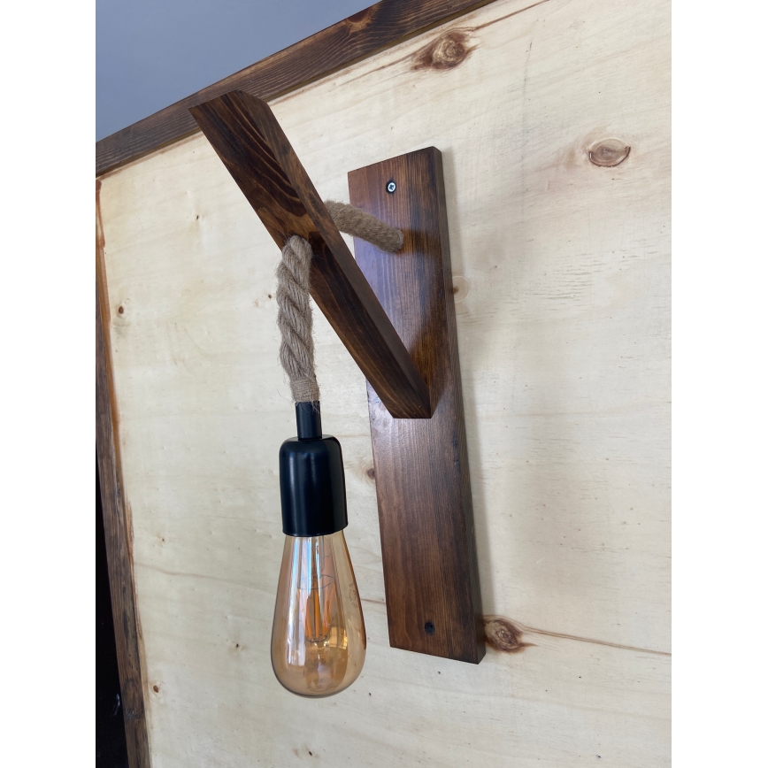 AHSAP Wall Light 1x E27/40W/230V, Pine/Walnut