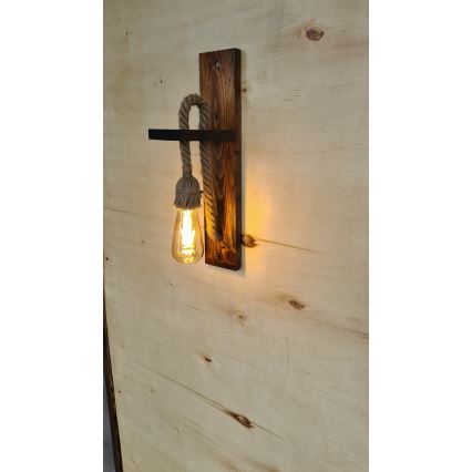 AHSAP Wall Light 1xE27/40W/230V Pine/Walnut