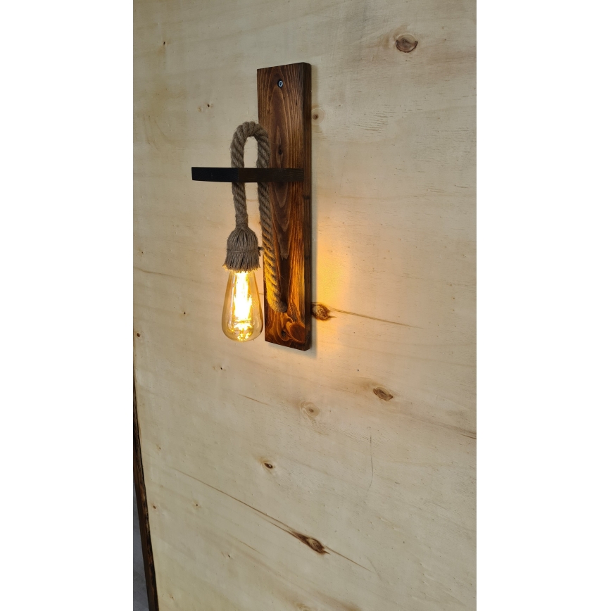 AHSAP Wall Light 1xE27/40W/230V Pine/Walnut