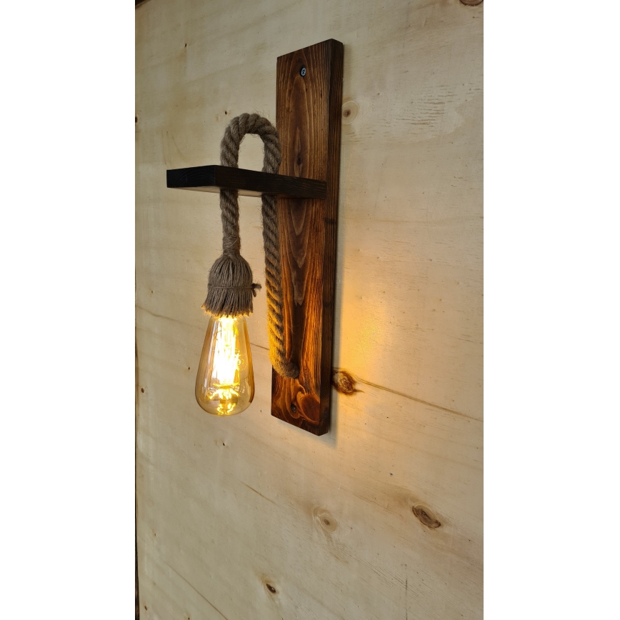 AHSAP Wall Light 1xE27/40W/230V Pine/Walnut