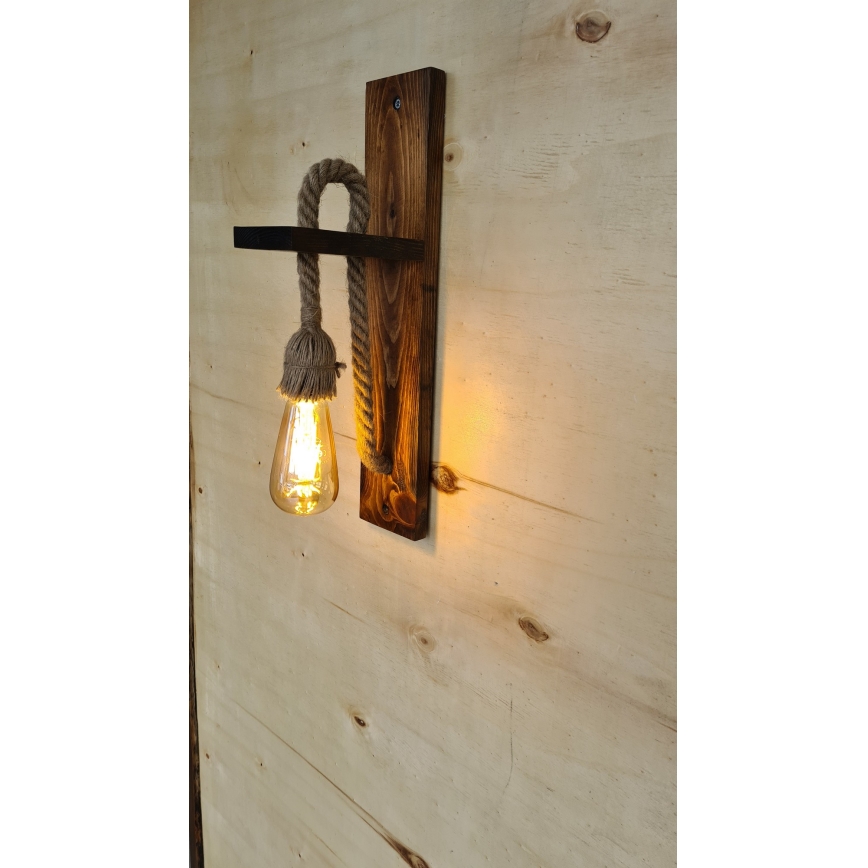 AHSAP Wall Light 1xE27/40W/230V Pine/Walnut