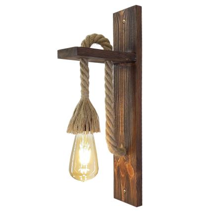 AHSAP Wall Light 1xE27/40W/230V Pine/Walnut