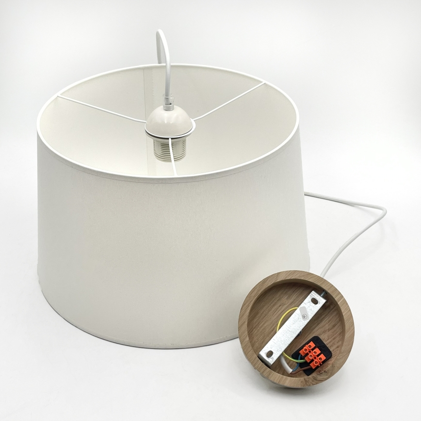 AIDA cable-hung pendant 1xE27/60W/230V Ø 35 cm oak/white