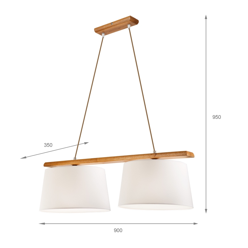 AIDA cable-hung pendant, 2xE27/60W/230V, Ø 35 cm, oak