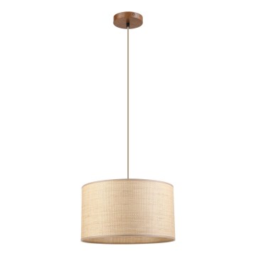 AIDA cable-hung pendant light 1x E27 (max. 15 W) / 230 V, Ø 35 cm — oak/raffia