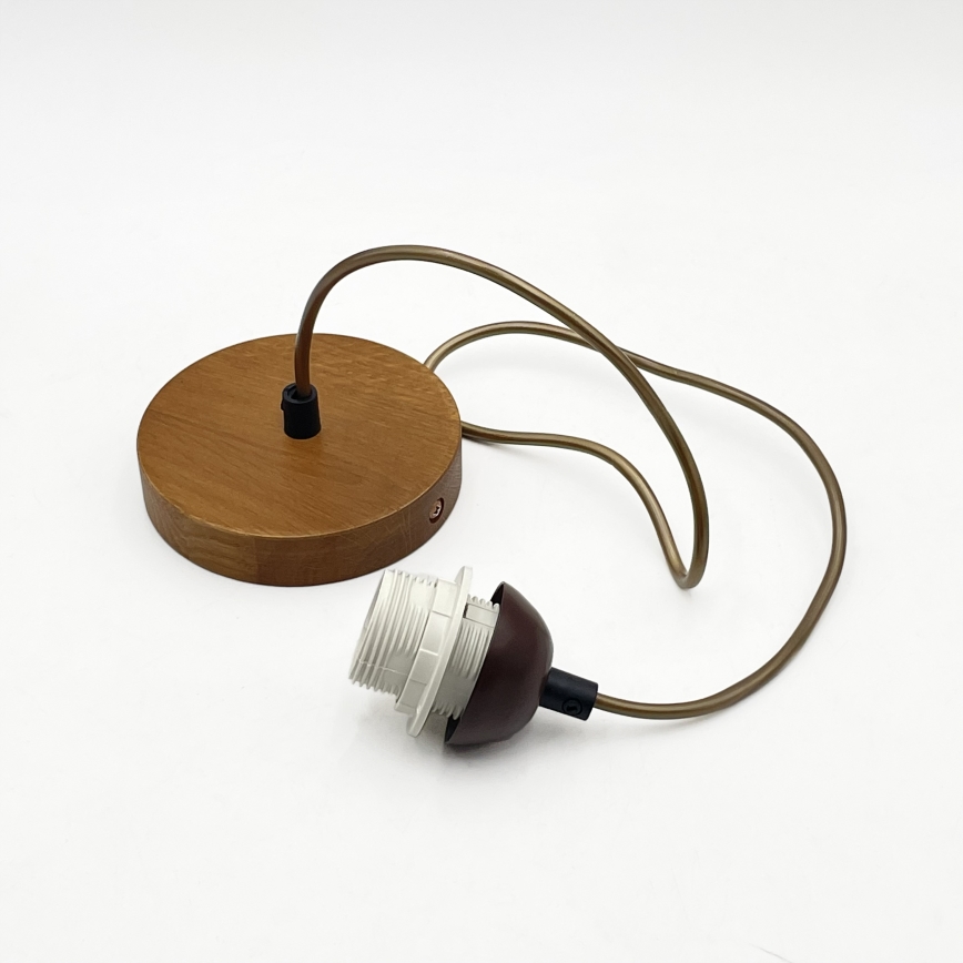 AIDA cable-hung pendant light 1x E27 (max. 15 W) / 230 V, Ø 35 cm — oak/raffia