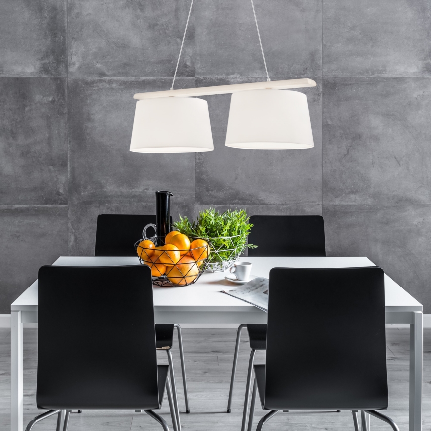 AIDA cable-hung pendant light 2x E27/60W/230V Ø 35 cm Oak/White