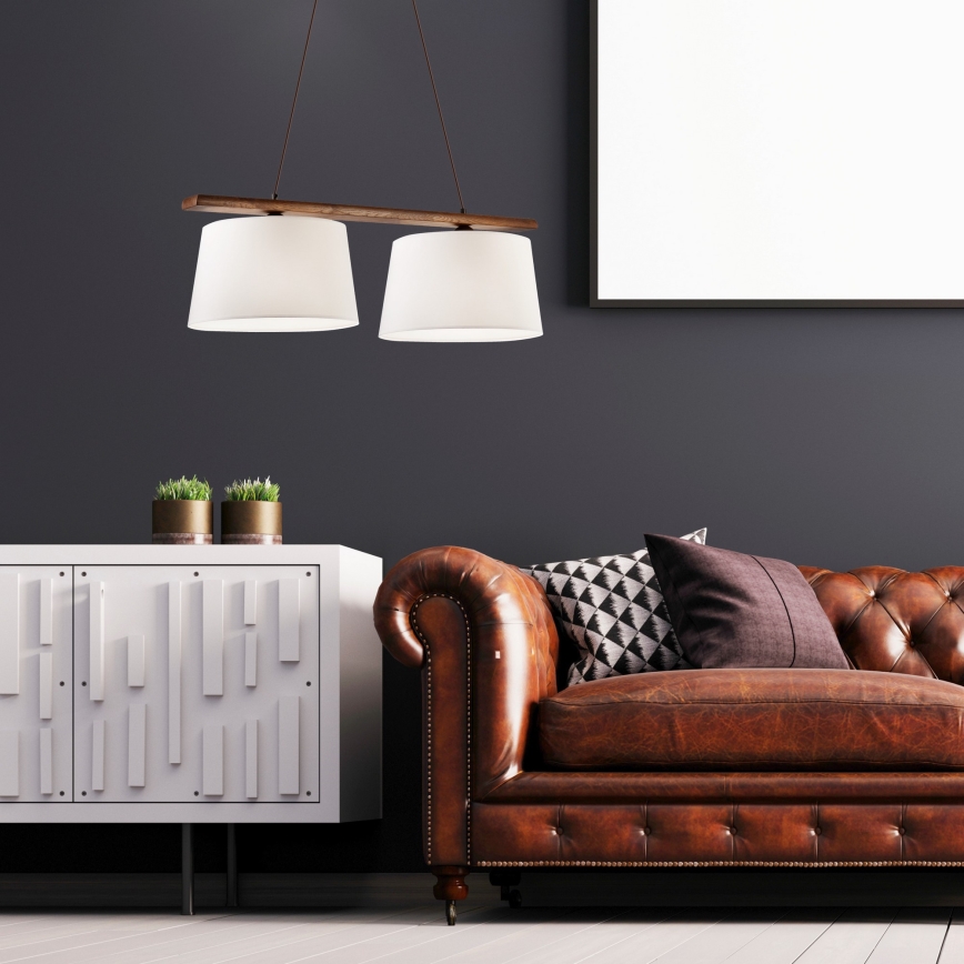 AIDA cable-hung pendant light 2xE27/60W/230V oak/walnut