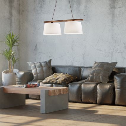 AIDA cable-hung pendant light 2xE27/60W/230V oak/walnut