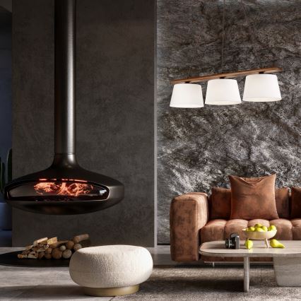 AIDA cable-hung pendant light 3xE27/60W/230V oak/walnut