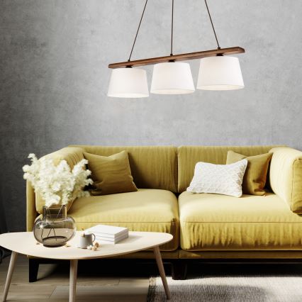 AIDA cable-hung pendant light 3xE27/60W/230V oak/walnut