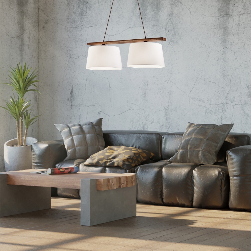 AIDA Cable Pendant 2xE27/60W/230V Ø 35 cm Oak/Walnut