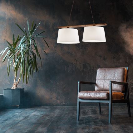 AIDA Cable Pendant 2xE27/60W/230V Ø 35 cm Oak/Walnut