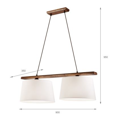 AIDA Cable Pendant 2xE27/60W/230V Ø 35 cm Oak/Walnut