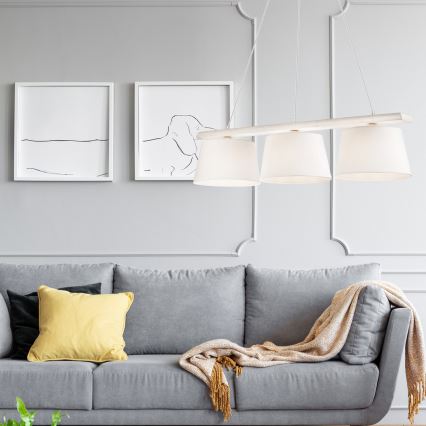 AIDA Cable Pendant 3xE27/60W/230V Ø 25 cm Oak/White