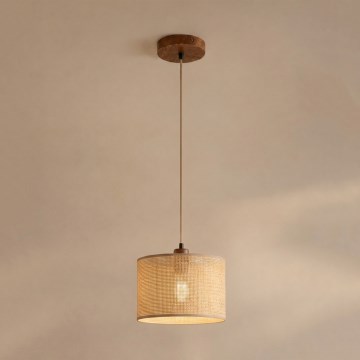 AIDA cable pendant light 1xE27/15W/230V Ø 25 cm oak/raffia