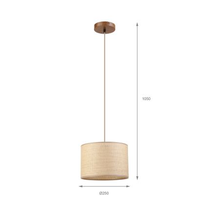 AIDA cable pendant light 1xE27/15W/230V Ø 25 cm oak/raffia