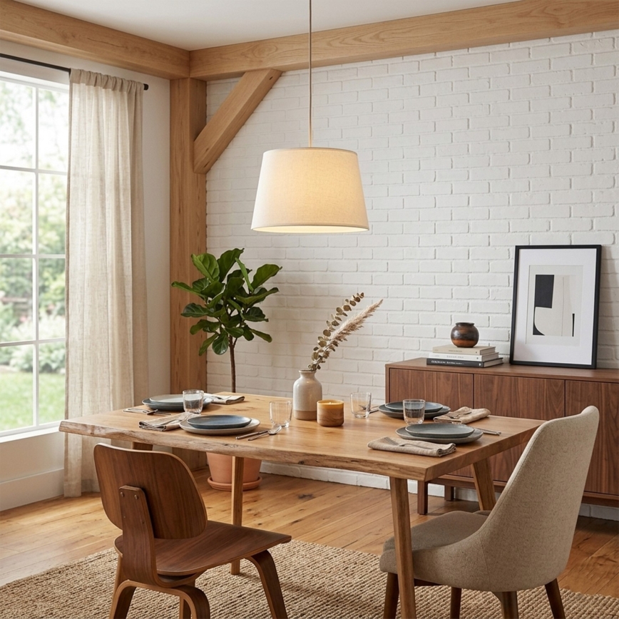 AIDA cable pendant light 1xE27/15W/230V, Ø 35 cm, oak/cream