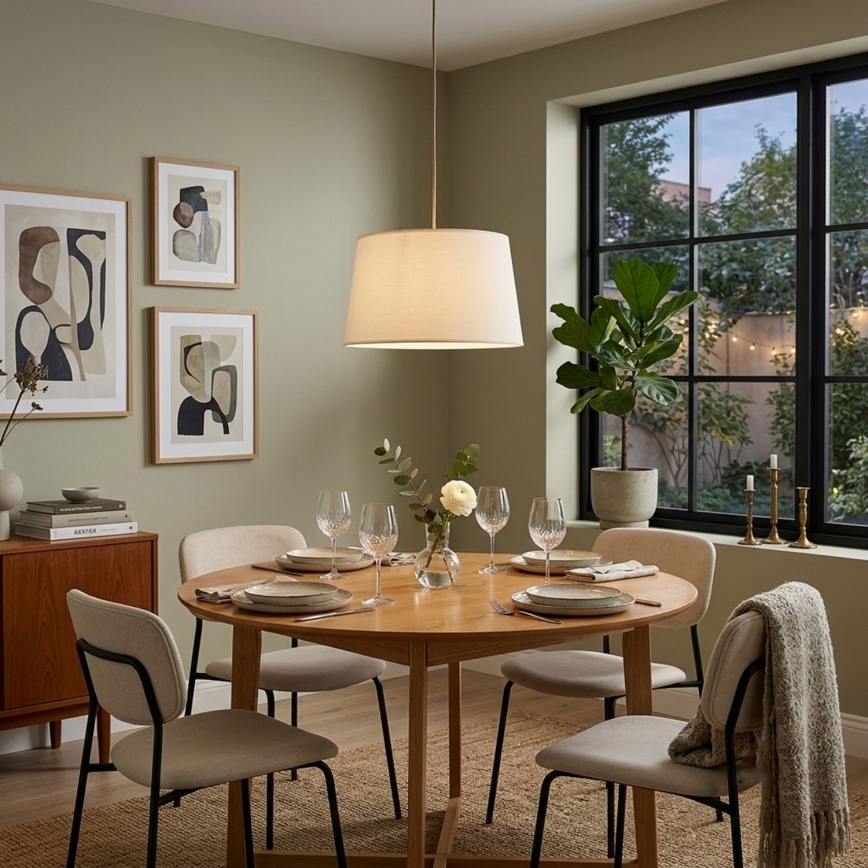 AIDA cable pendant light 1xE27/15W/230V, Ø 35 cm, oak/cream