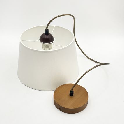 AIDA Cable Pendant Light 1xE27/60W/230V Ø 25 cm Oak/Brown/White