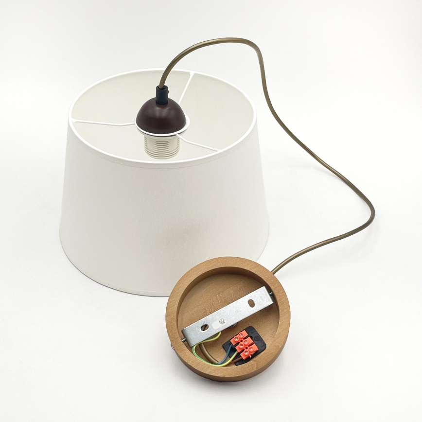 AIDA Cable Pendant Light 1xE27/60W/230V Ø 25 cm Oak/Brown/White