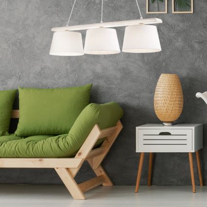 AIDA cable-suspended chandelier 3xE27/60W/230V, oak/white