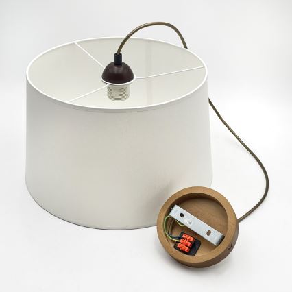 AIDA cable-suspended pendant light 1xE27/60W/230V Ø35 cm Oak/Brown/White