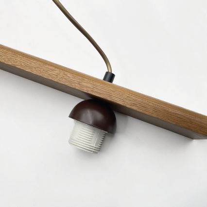 AIDA cord-hung pendant chandelier, 3xE27/15W/230V, Ø 25 cm, oak/cream