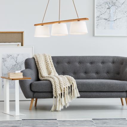 AIDA pendant light on cord, 3x E27/60W/230V, oak