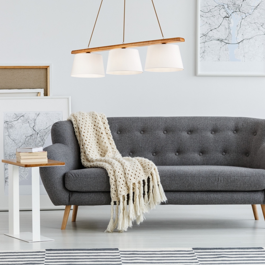 AIDA pendant light on cord, 3x E27/60W/230V, oak